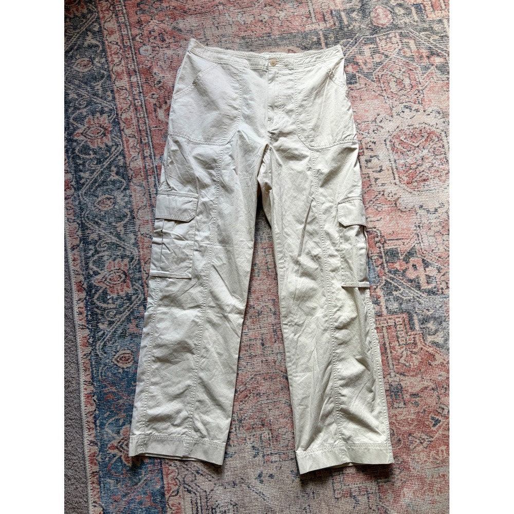 Abercrombie & Fitch Women's 32 Beige Cotton High Rise Cargo Straight Leg Pants